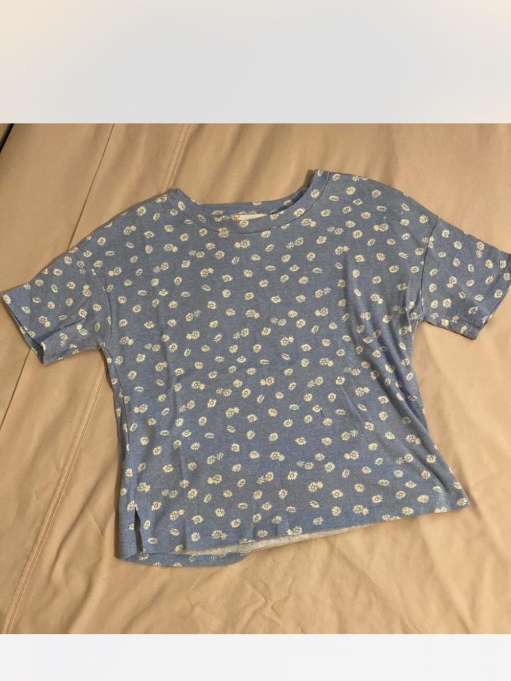 Pink Rose Blue Daisy Short Sleeve Tee Sz S